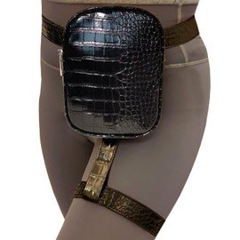 INNTURT Leg Harness Bag Leg Bag Synthetic Leather Thigh Bag Hip Bag Fanny Packs Thigh Harness Women, Black, S