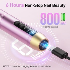 Cordless Nail Drill, Portable Electric Nail File with 11 in 1 Nail Drill Bits for Acrylic Gel Dip Powder Nails, Rechargable Efile Nail Drill Machine Kit for Home Manicure Pedicure, Purple