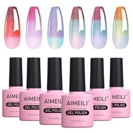 AIMEILI- Esmalte de uñas en gel camaleón, sin hema, que cambia de color, kit de manicura con esmalte en gel UV                                        