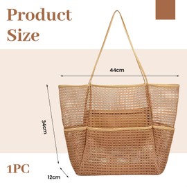 BelleVive Beach Bag with Mini Bag, Beach Tote Bags, Large Foldable Mesh Travel Bags for Swimming Pools, Mesh Tote for Beach, Hobo Bag for Women, Shoulder Bag