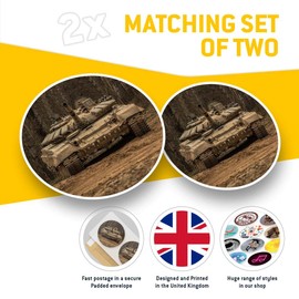 Awesome Vinyl Stickers (Set of 2) 15cm - Army Tank Vehicle War Battle Forces Fun Decals for Laptops,Tablets,Luggage,Scrap Booking,Fridges #44149