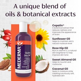 Mederma Quick Dry Oil, Scar and Stretch Mark Treatment, Helps to Improve the Appearance of Scars and Stretch Marks, with Natural Botanical Extracts, Paraben Free, Fast-Absorbing, 3.4oz (100ml)