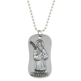 Christian Brands Saint Benedict Heavenly Guardians Dog Tag, 30-inch Length Pop Bead Chain