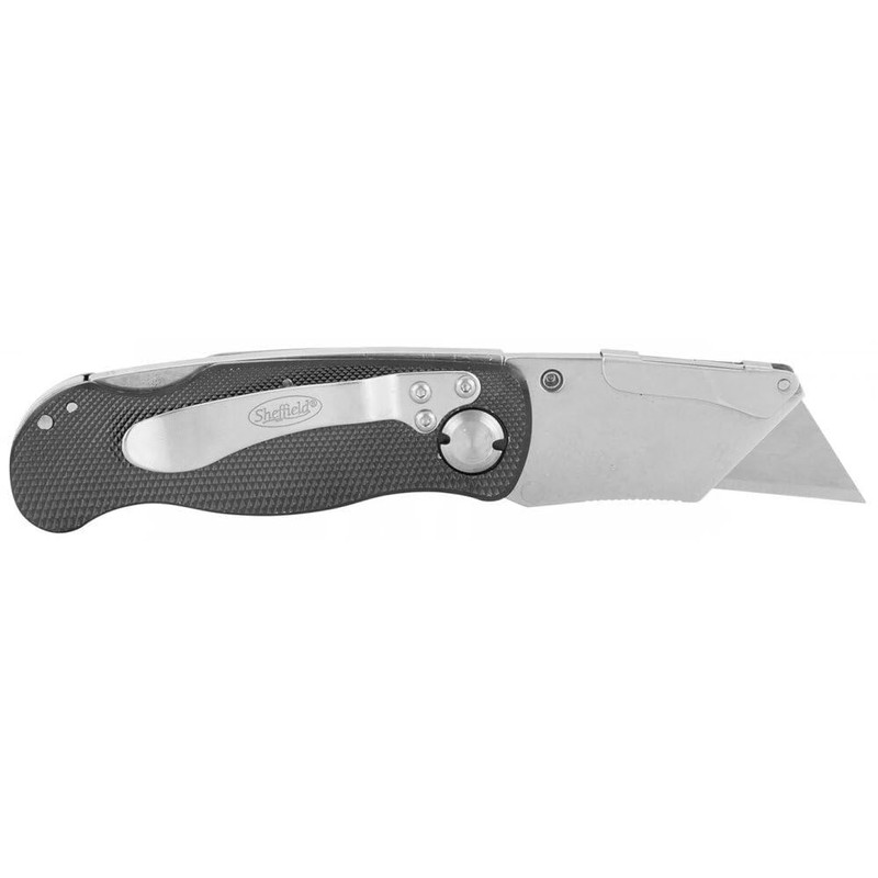 4 Pack Sheffield 12613 Ultimate Lockback Utility Knife - Black