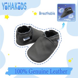 YIHAKIDS Baby Shoes for Boys Girls Infant Toddler Leather Moccasins Soft Sole Baby Slippers Multi-Colors(8-8.5 US /18-24 Mo./5.9in, Grey)