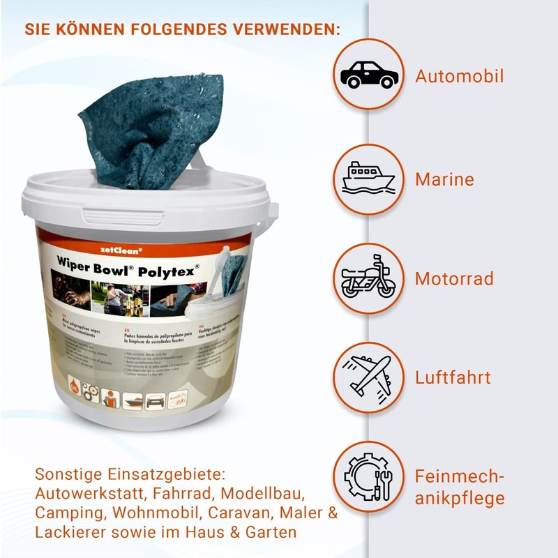 ZVG zetClean 50130-001 Wiper Bowl Polytex Reinigungstücher, blau, 25 x