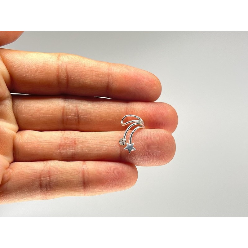 Ear Cuff with a Star and Crystal Stone - 925