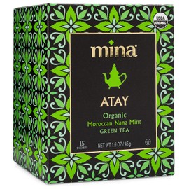 Mina Atay, bolsas de té verde menta marroquí, 15 sobres biodegradables, 1.6 onzas