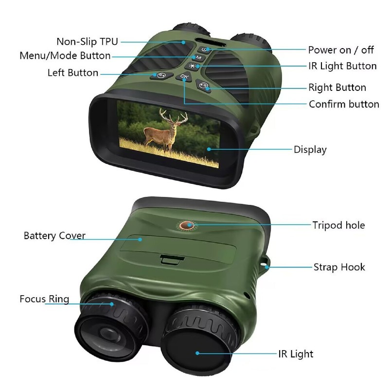 2.5K HD Digital Binoculars IR Night Vision 3in LCD Display