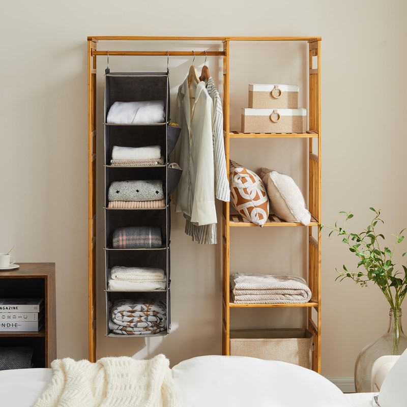YOUDENOVA Hanging Closet Organizers and Storage, 6-Shelf Closet Hanging Storage
