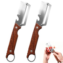 2026 Upgrade Vegetable Peeler With Wooden Handle, Stainless Steel Wide Blade Potato and Carrot Peeler, 3-in-1 Veggie Peeler With Scallion Shredder and Bottle Opener for Kitchen (2PC)