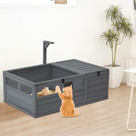 Kinsunny Wooden Hamster Cage - Guinea Pig Habitat Rat House Hedgehog Cage Critter Nation Cage with Light Support Frame Solid Built