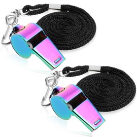 simarro 2 Pack Stainless Steel Metal Whistles with Lanyards, and Colored Coach Whistles. Resounding and Clear Emergency Movement Whistle, Suitable for Coaches, Referees, Sports Teachers, Emergencies