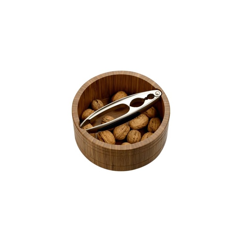 Kesper 59822 Nut Bowl with Nutcracker, Material: Bamboo, Stainless Steel,