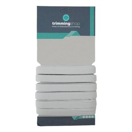 Trimming Shop 7mm White Flat Elastic Band Stretchable Cord Thin Elastic Dressmaking Waistband for Sewing, DIY Arts and Crafts, Haberdashery and Repair Clothing, 1 Metre