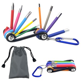 Irenwarl 9-Piece Foldable Hex Key Set, Professional Allen Key Set, Folding Hex Key Set, Pocket Key Set, for DIY, with Storage Bag