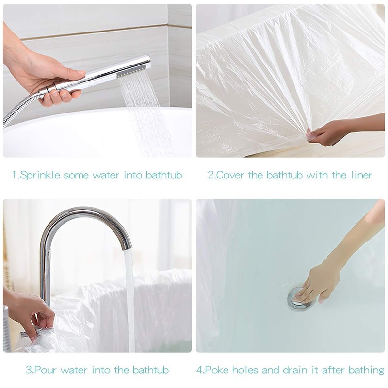 AGPTEK 12 Pack Disposable Bathtub Cover Liner, Large Bathtub Liner