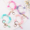 Jesemiah Flower Cross Silicone Beaded Wristlet Keychain Bracelet For Women