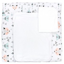 TupTam Changing Mat with 2 Terry Cloth Covers Model MAR02579, Colour: Grey/Fuchs Mint, Size: 70 x 70 cm