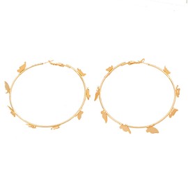 Butterfly Hoop Earrings Gold Butterfly Earrings Silver Butterfly Earrings Butterfly Dangle Earrings C Shaped Earrings Everyday Jewelry Gift for Women(Gold)