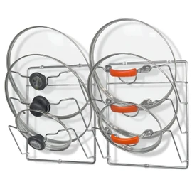 Simple Houseware 2-Pack Cabinet Door/Wall Mount Pot Lid Organizer Rack, 9.5" W x 4.5" D x 11.5”H, Chrome