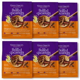 Dixie Grace’s Boiled Peanuts – Protein Plant-Based Snack – 7g Protein, Gluten-Free, Keto, Non-GMO, No Preservatives – Rich & Savory Snack with Pink Himalayan Salt – 4oz (Pack of 6)