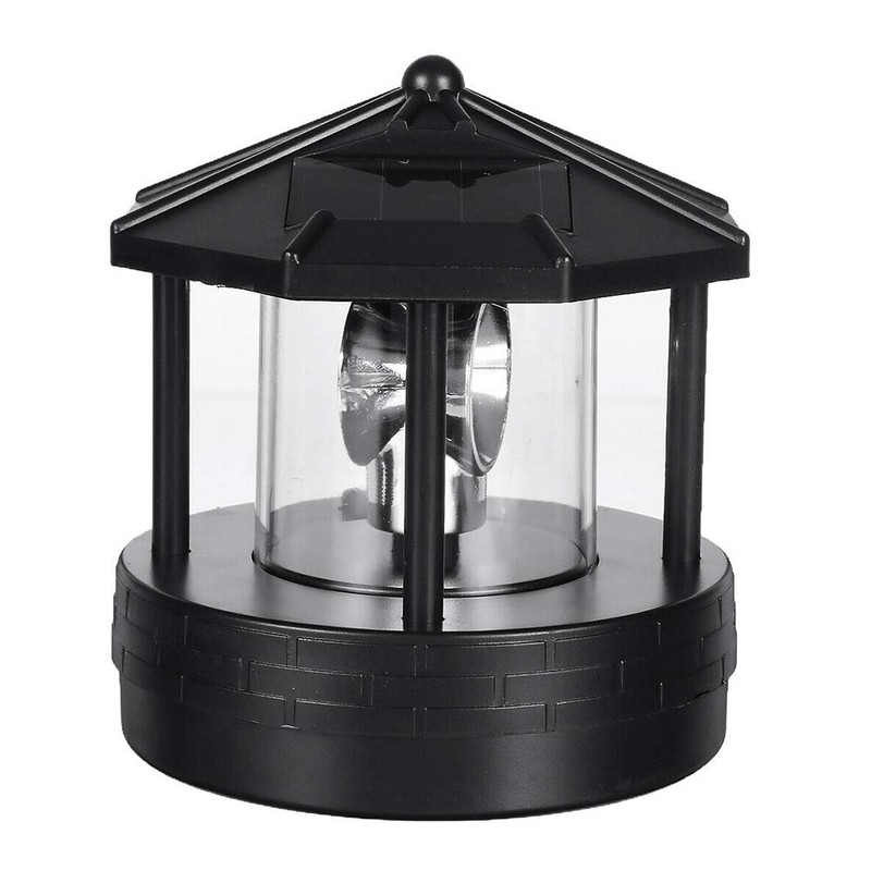 Solar Lighthouse Decor with 360° Rotating Beacon, 4.33x4.13 inch, Motion-Activated