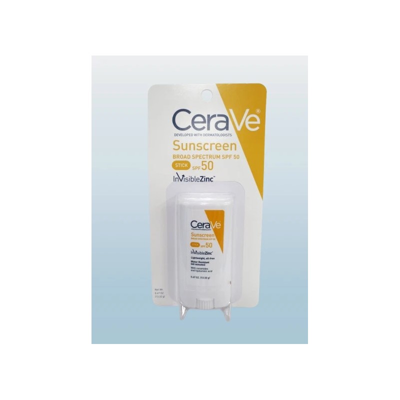 CERAVE SUNSCREEN STICK SPF 50 INVISIBLE ZINC 0.47 OZ EXP: