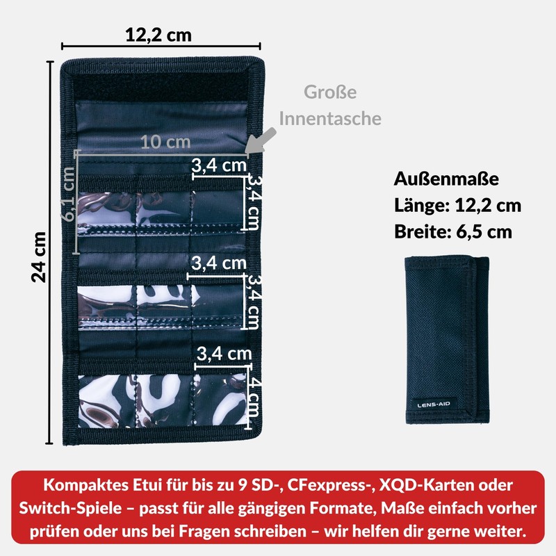 LENS-AID SD Card Bag for Storage: Compact Case for up