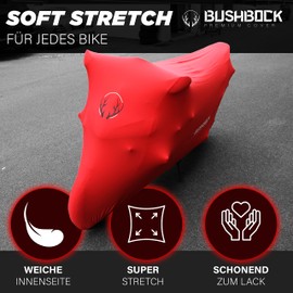 BUSHBOCK® Premium Cover Indoor Motorcycle Tarpaulin Dust Protection Elastic Breathable Velvet Stretch Fabric (M-L, Red)