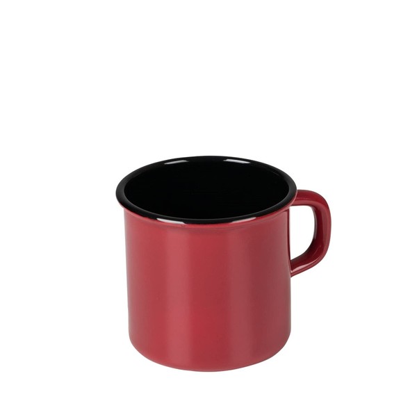 Riess, 0221-020 Pot with Flaring, Classic Colour Red, Diameter 8 cm, Capacity 0.375 Litres, Height 8.4 cm, Enamel, Red/Black, Induction