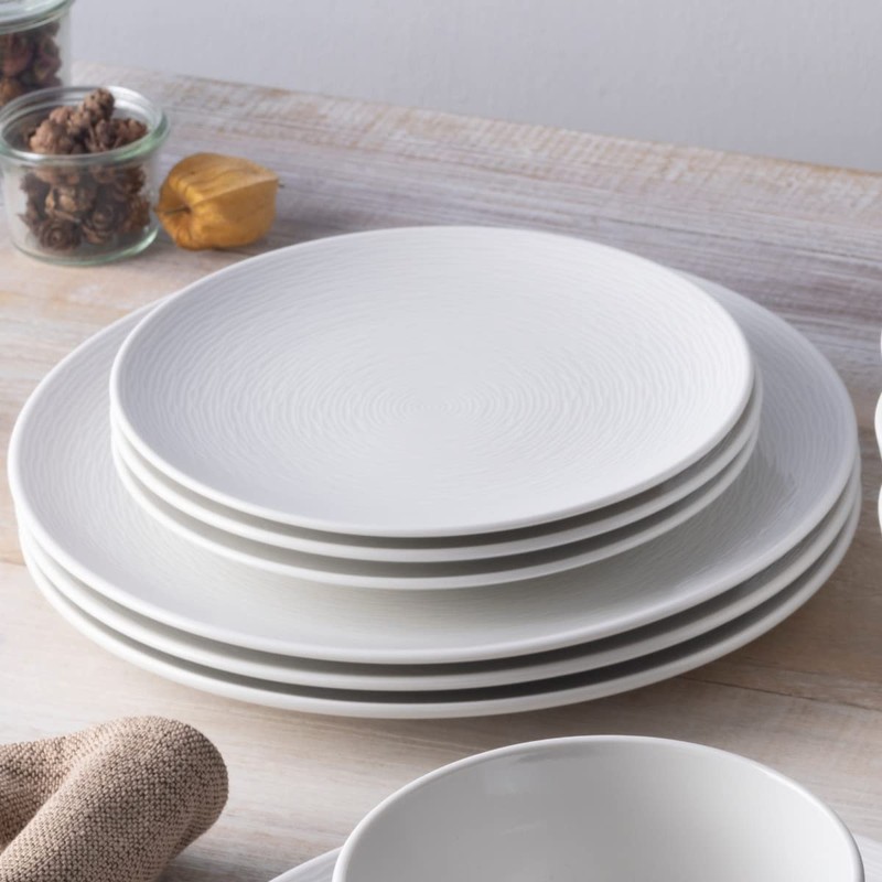 Noritake WoW Swirl 12-Piece Coupe Set in White