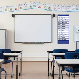 Eamay Daily Schedule Pocket Charts, Teacher Schedule Chart with Resuable 18 Custom Cards, Classroom Pocket Chart for School Office or Homeschool Activities, Blue