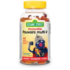 Sesame Street Incredible Power Multi Kids Gummy by Webber Naturals, 180 Gummies, Free of Dairy, Gelatin, Peanut and Gluten, Daily Multivitamin for Children Age 3 and Up