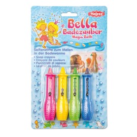 Heless 7000 - 4 Seifenmalstifte in pink, gelb, grün und blau, für abwaschbaren Malspaß und kreative Meisterwerke im Badezimmer