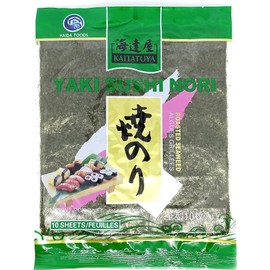 Kaitatuya Yaki nori Full Size Roasted Seaweed for Sushi and Miso soup 25 g - Green (Pack of 5, 10 Sheets Each)