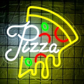 Pizza Neon Sign for Wall Decor Dimmable Pizza Party Decorations Pizzeria Neon light Up Sign for Restaurant Kitchen Store Party Bedroom Christmas Birthday Gift Decor Art Size13.0 * 13.1(CP017)