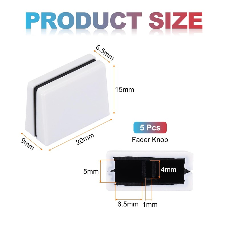 MECCANIXITY Universal Fader Knobs, White Mixer Fader Caps Slider Potentiometer
