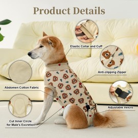Aimydog Dog Recovery Suit for Female Male Dogs, Dog Onesie for Spay Neuter,Pet Zip Up Recovery Shirt, Substitute E-Collar & Cone,Anti-Licking Breathable Onesie for Small Medium Large Dogs