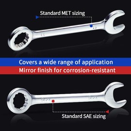 SPEEDWOX Small Wrench Set, 4mm-11mm, 5/32-7/16 Inch, Angled Box End, High Carbon Steel, 2 Mini Wrenches, 2 Metric Wrenches, Storage Pouches