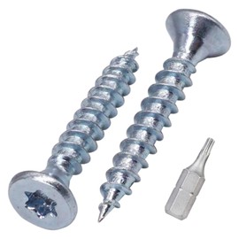 SKIR'CO (300 Pieces) Galvanised Steel Wood Screws 3.0 x 20 mm Torx Head Countersunk Chipboard Screws Full Thread