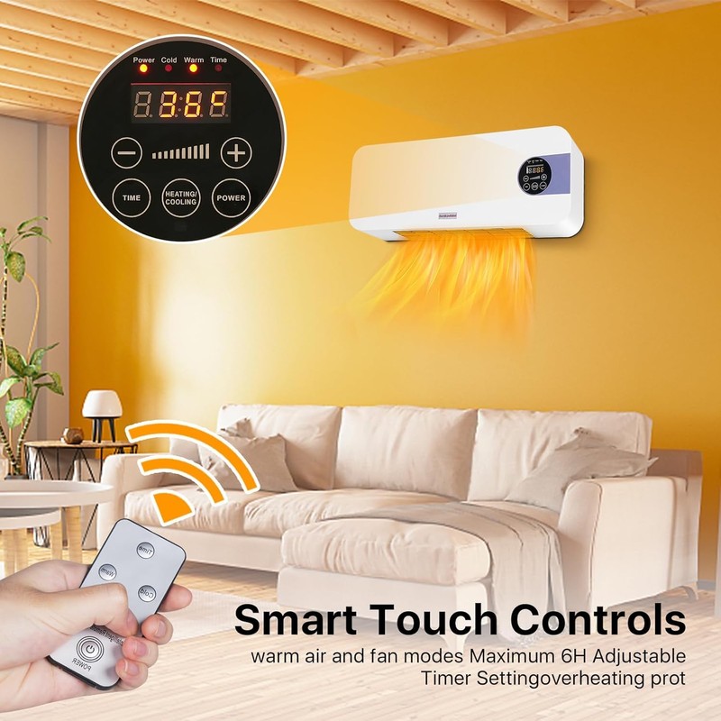 Wall Mounted Heater 1500W PTC Ceramic Electric Space Heater with