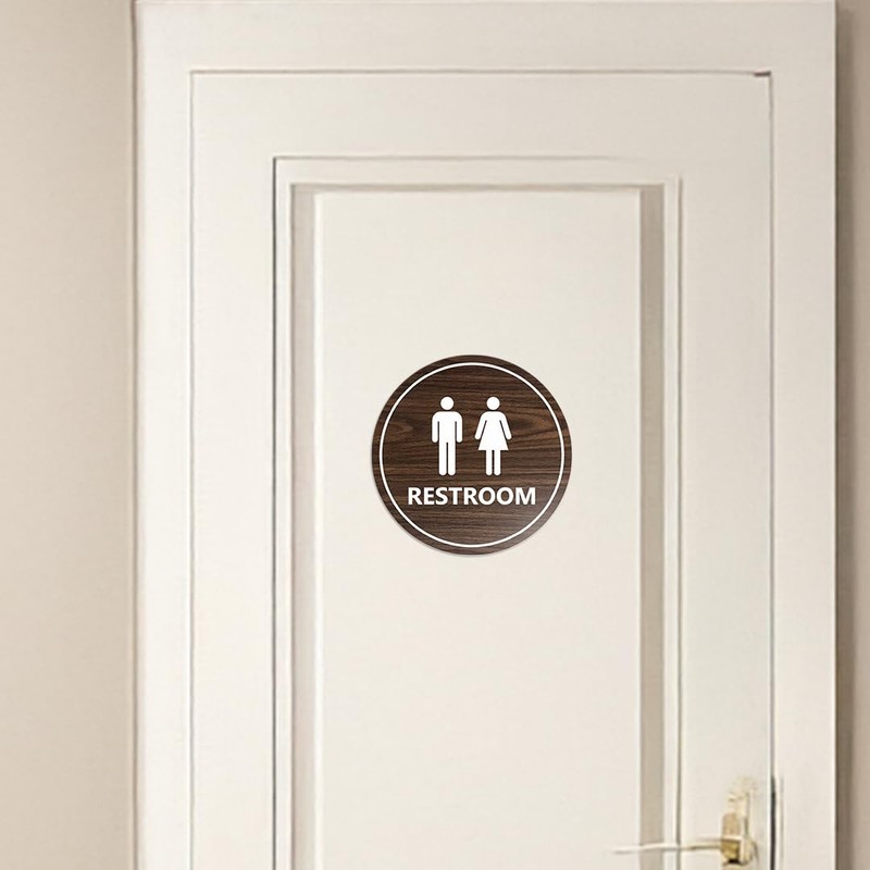 Signs ByLITA Circle Unisex Restroom Sign (White) - Large