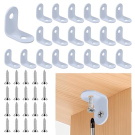 ZUJIACUN 20Pcs L Bracket Corner Brace, White 90 Degree Bracket, Small Right Angle Bracket, Shelf Support Stainless Steel Metal Corner L Bracket Shelf Support Furniture Chair Table Window Corner