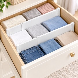 2-Pack Adjustable Drawer Dividers - 11.6–19.6 in Expandable Organizers for Clothes and Drawer Storage