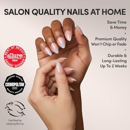 Uñas postizas - Winter Storm | Uñas cortas semitransparentes con forma de almendra, reutilizables | 15 tamaños - Kit de 30 uñas