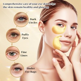 24K Gold Eye Masks Under Eye Collagen Patches Eye Gel for Dark Circles Puffy Eyes Under Eye Bags Moisturizing Eye Treatment Masks-60pcs