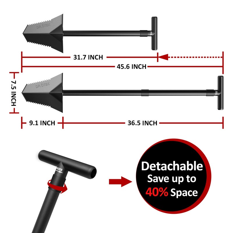 DR.ÖTEK Spade Shovel, Heavy Duty Digging Tool T Handle, Serrated