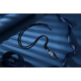 MAIBAOTA Angel Wing Necklace for Men Women Natural Labradorite Healing Crystal Stone Pendant Necklace Adjustable Rope Reiki Gemstone Necklace Jewelry Gifts