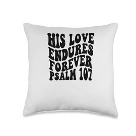 Psalm 107 His Love Endures Forever Retro Vintage Christian J Throw Pillow